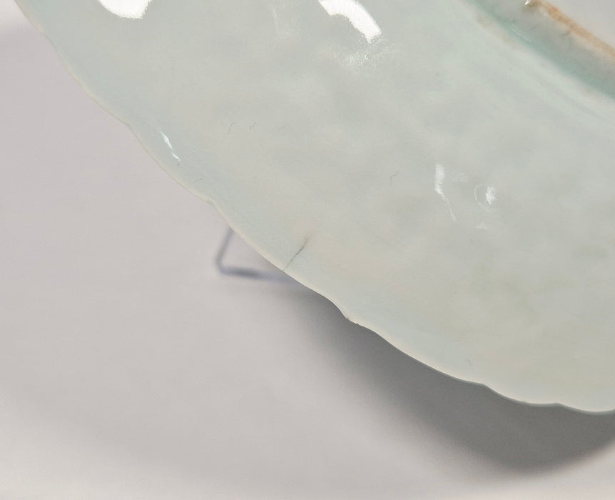 blue white moulded ming dish wanli