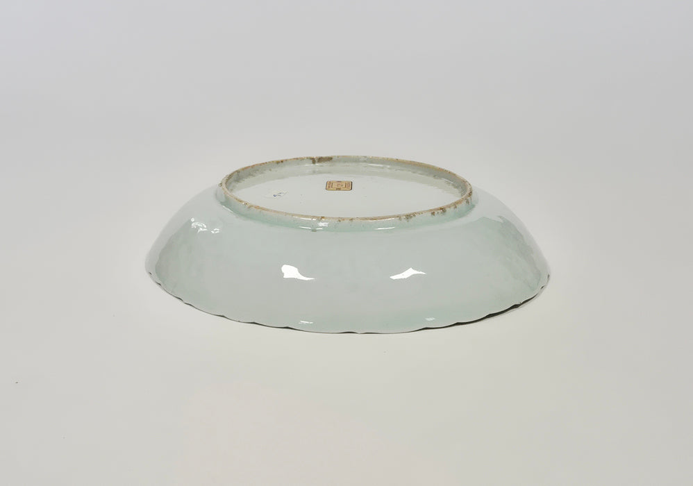 blue white moulded ming dish wanli