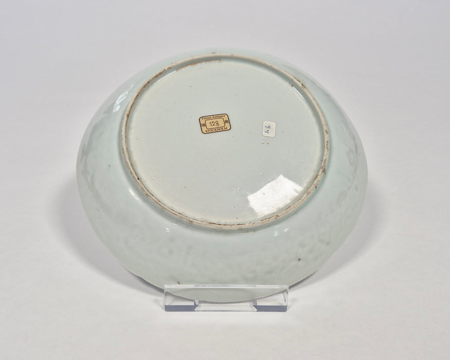 blue white moulded ming dish wanli