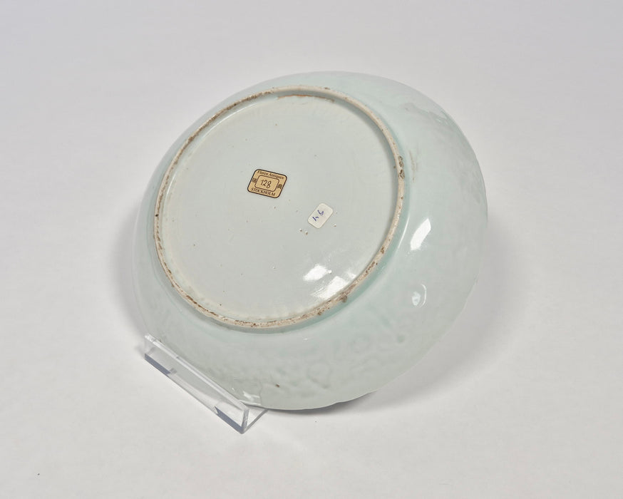 blue white moulded ming dish wanli