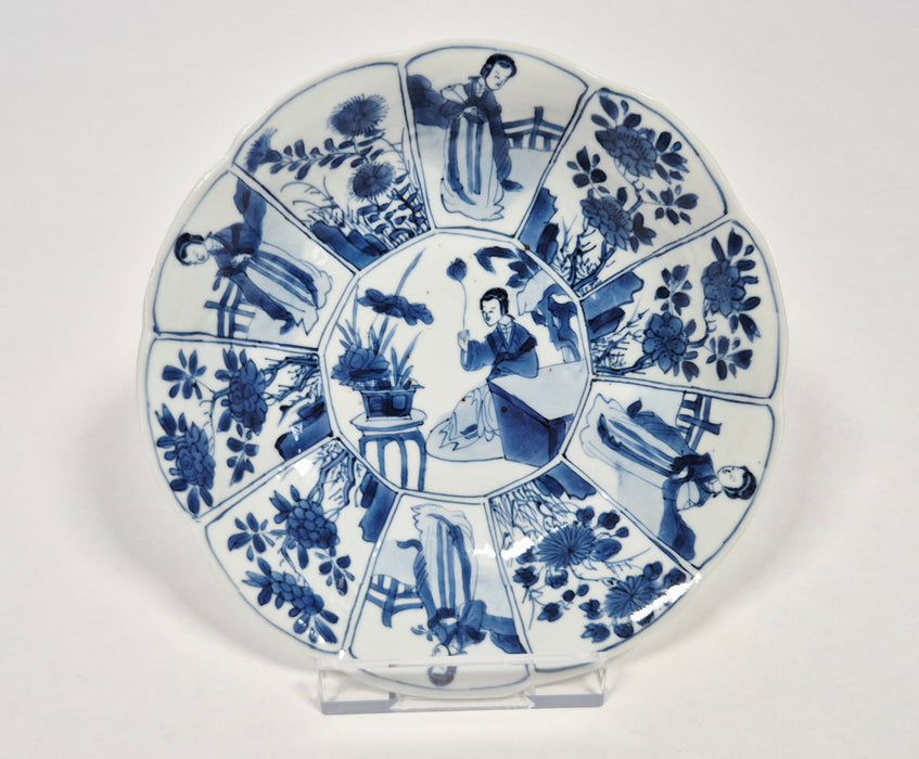 blue white long eliza dish kangxi