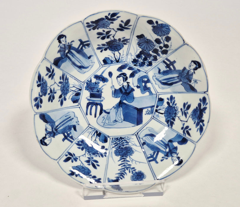 blue white long eliza dish kangxi