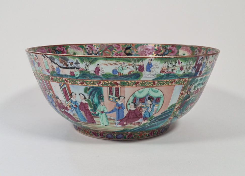 famille rose canton punch bowl daoguang