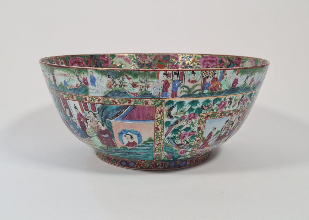 famille rose canton punch bowl daoguang